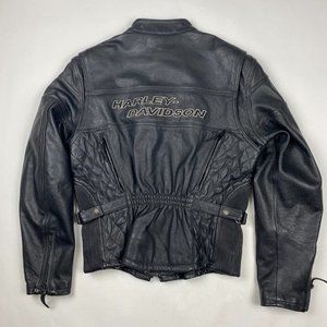 Harley Davidson Leather Motorcycle Jacket Women's Size LW Large Woman Black